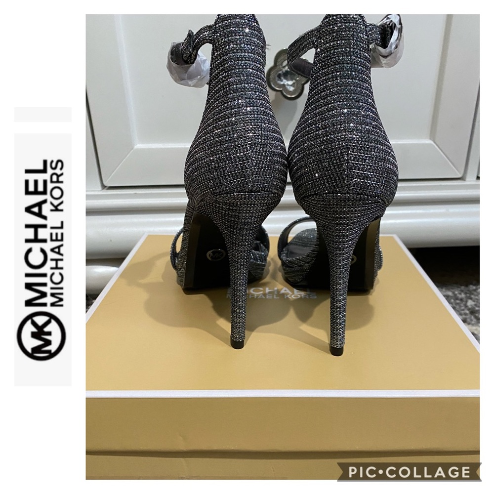🆕 MICHAEL KORS Hutton Sandal Glitter Chain Mesh - Picture 5 of 5